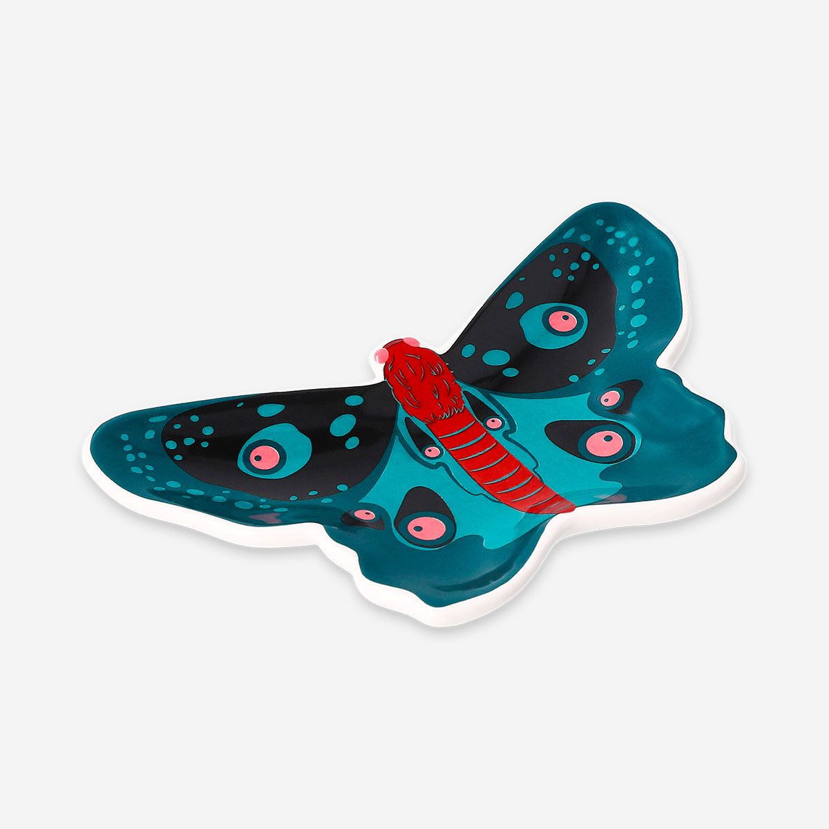 Ceramic butterfly trinket tray in vibrant colors, perfect for home decor and organizing small jewelry or accessories.