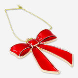 Hanging ornament - Red bow in metal