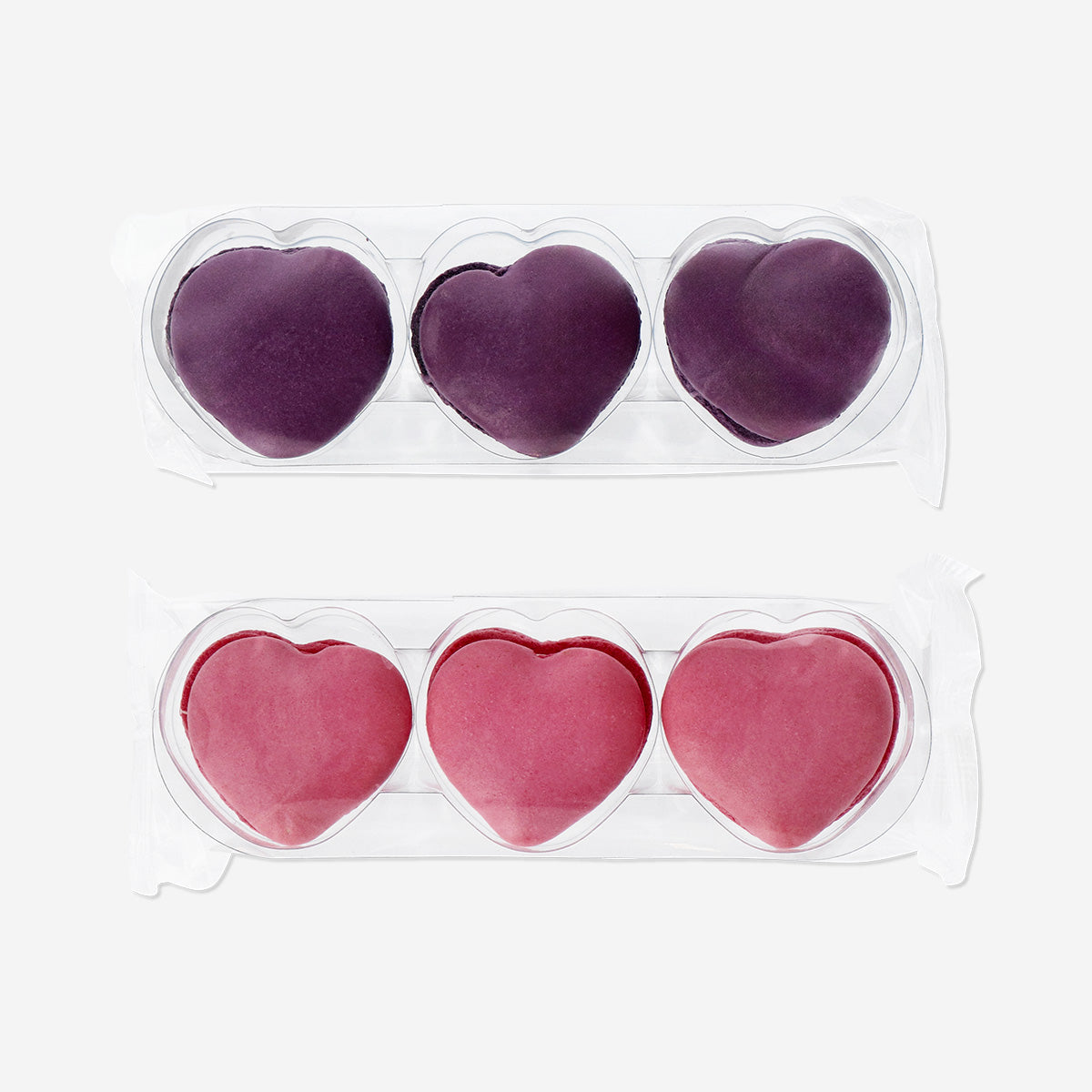 Heart macarons with blueberry and strawberry flavour - 6 pcs