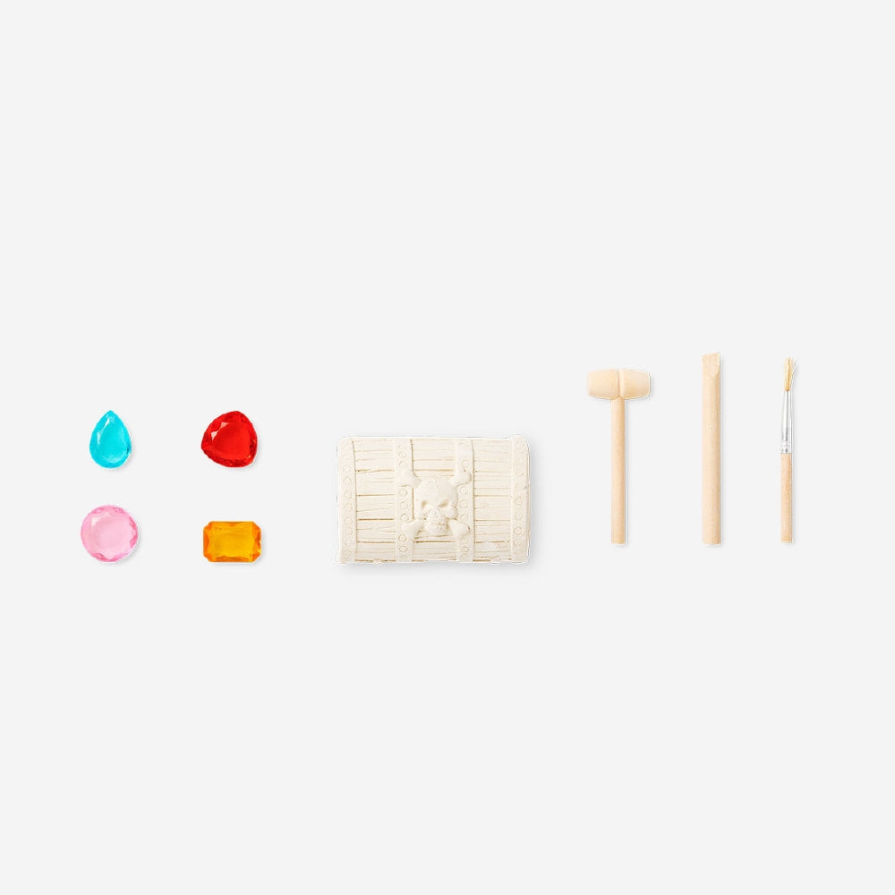 Flying Tiger Copenhagen excavation toy kit with a treasure chest for kids to dig and discover hidden treasures.