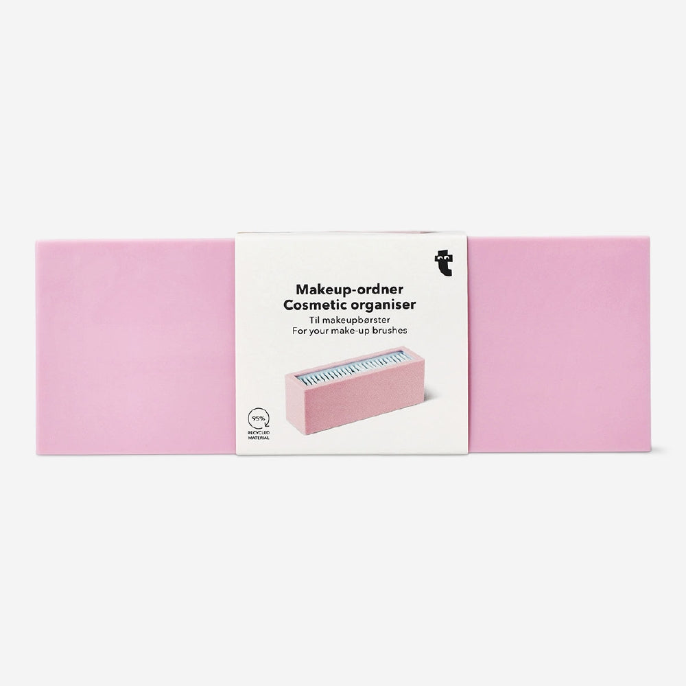 Pink cosmetic organizer for makeup brushes, 18.5x6.5 cm, personal care storage by Flying Tiger Copenhagen, holds brushes neatly.