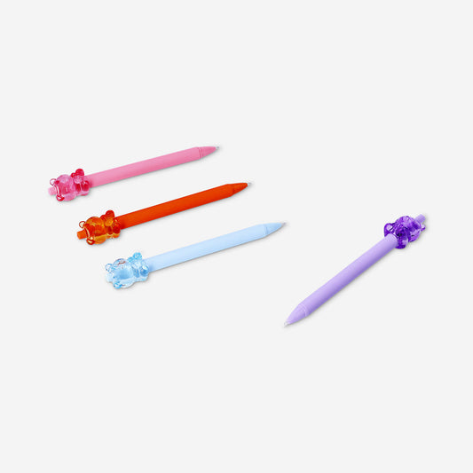 Ballpoint pens with bear toppers - 4 pcs