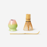 Flying Tiger Copenhagen gradient matcha kit with three kitchen tools in green and white colors.