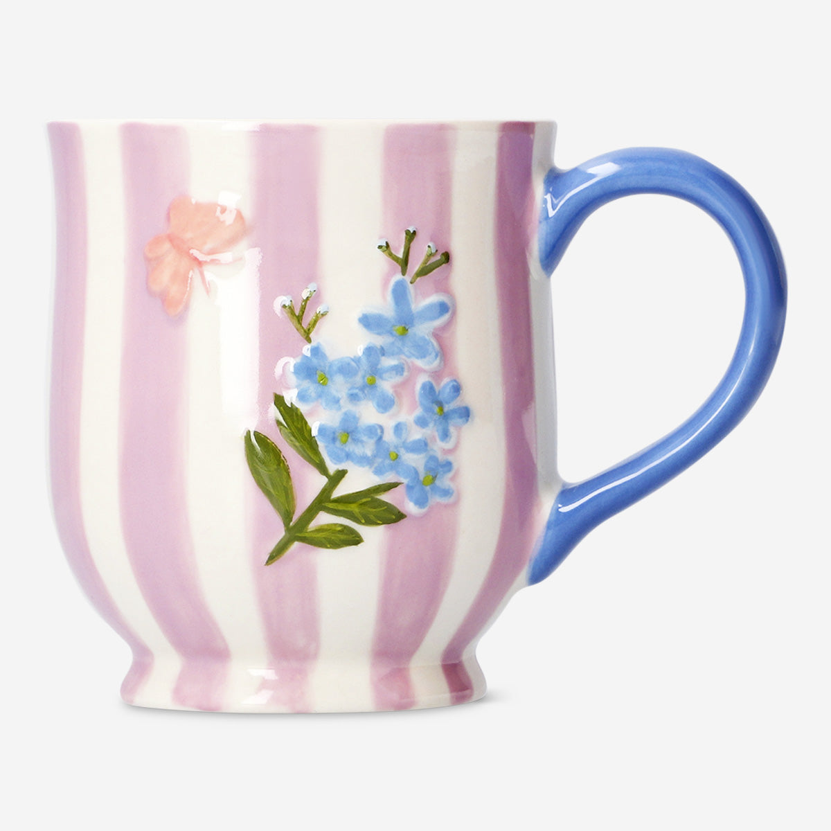 Roze bloemenmok met strepen - 360 ml