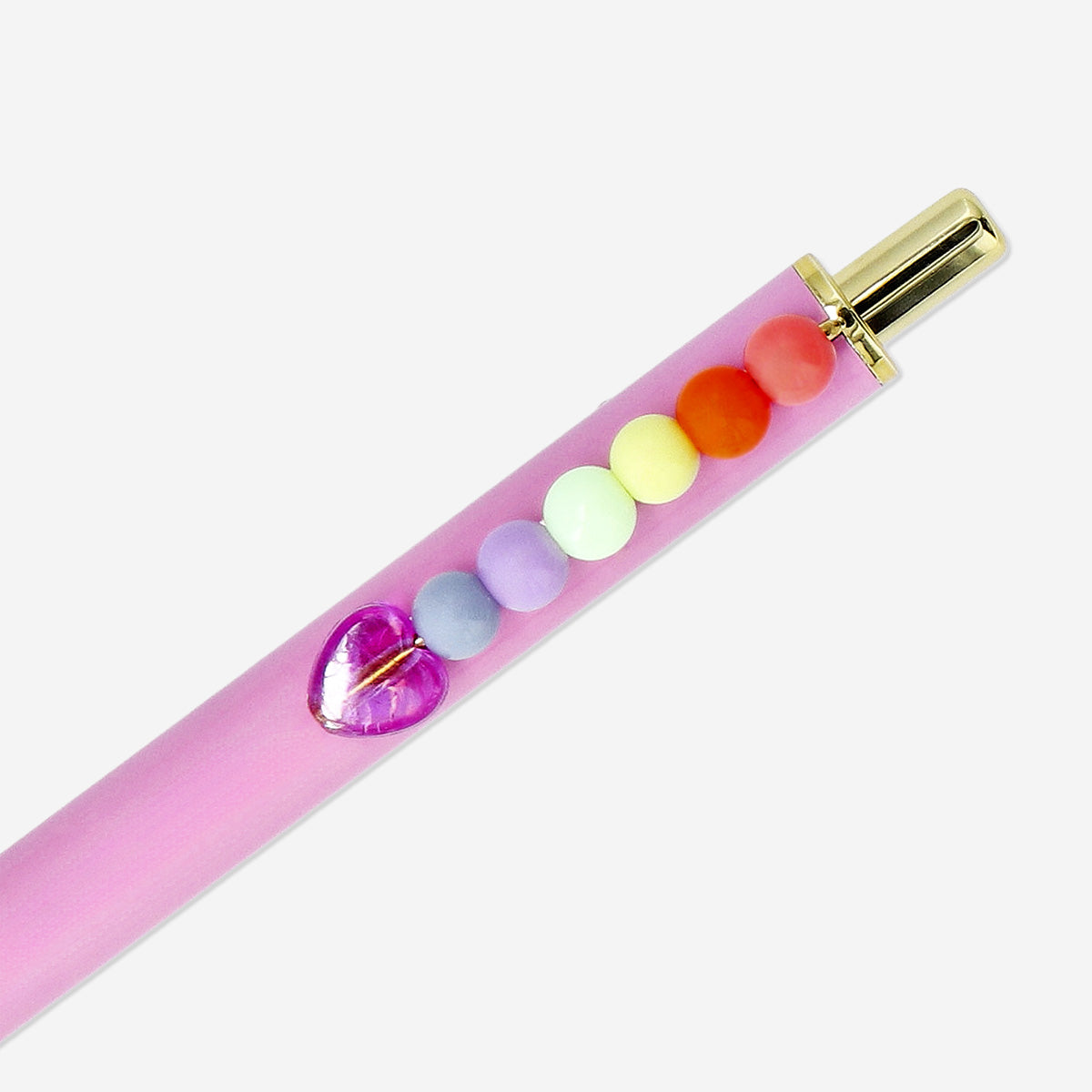 Pink ballpoint pen with beads