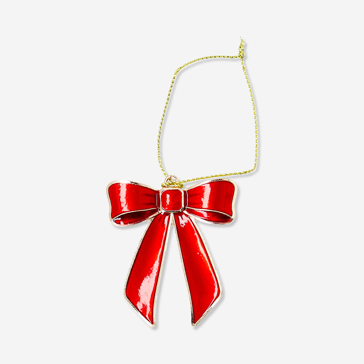 Hanging ornament - Red bow in metal