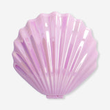 Pink clamshell hairbrush and mirror from Flying Tiger Copenhagen, compact personal care set with shiny finish and smooth design.