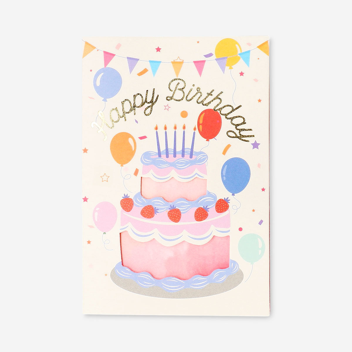 Office birthday card featuring a cut-out cake design by Flying Tiger Copenhagen, colorful and festive for celebrating colleagues.