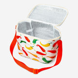 Flying Tiger Copenhagen chili print cooler bag, 21x14 cm, featuring a colorful chili design for keeping items cool at home.