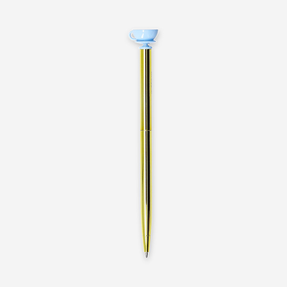 Flying Tiger Copenhagen gold tea cup ballpoint pen, sleek office accessory with a charming tea cup design.