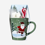 Mug with hot chocolate and candy cane spoon
