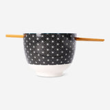 Flying Tiger Copenhagen ramen bowl with matching chopsticks, 13 cm, ceramic kitchenware for serving noodles and soups.