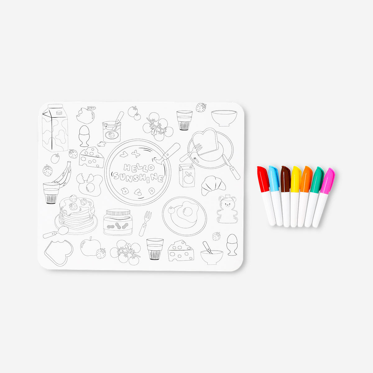 DIY placemat with markers by Flying Tiger Copenhagen, 30x25 cm, featuring colorful designs on a craft paper surface.