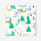 Flying Tiger Copenhagen ski village print party napkins, set of 16, featuring festive winter village design.