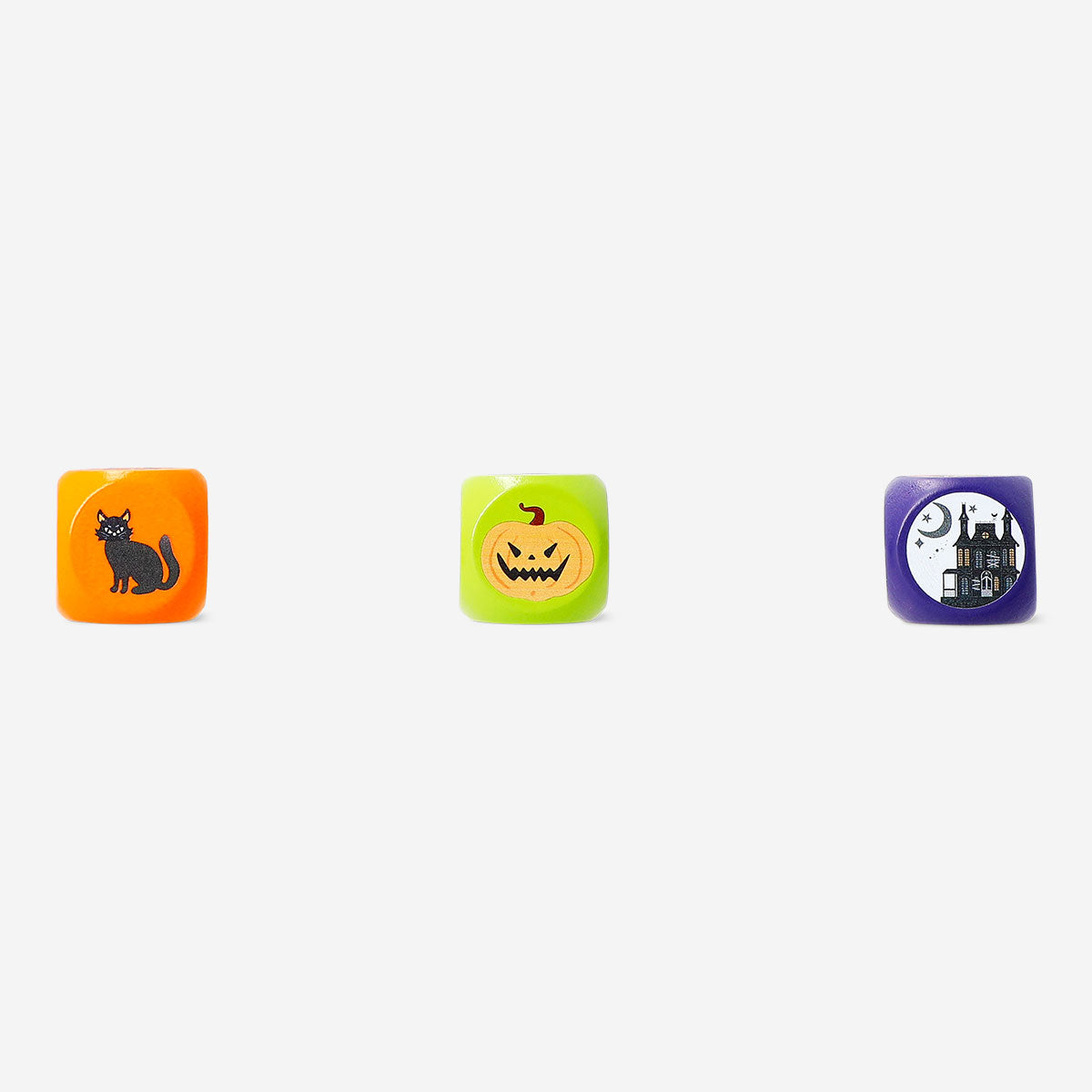 Set of three Halloween scary storyteller dice from Flying Tiger Copenhagen for spooky storytelling games.