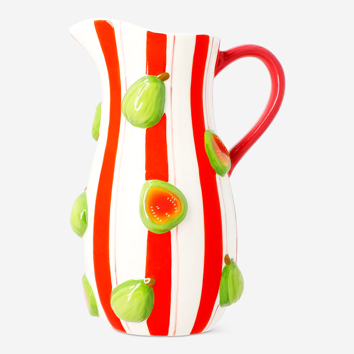 Ceramic kitchen jug with embossed guava design, 1.2 L capacity, by Flying Tiger Copenhagen, featuring detailed fruit patterns on the surface.