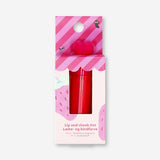 Flying Tiger Copenhagen 2-in-1 lip and cheek balm with strawberry fragrance, featuring a compact container and colorful packaging.