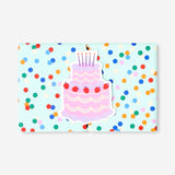 Office gift box for cards with birthday cake and confetti design by Flying Tiger Copenhagen, featuring colorful party-themed illustrations.