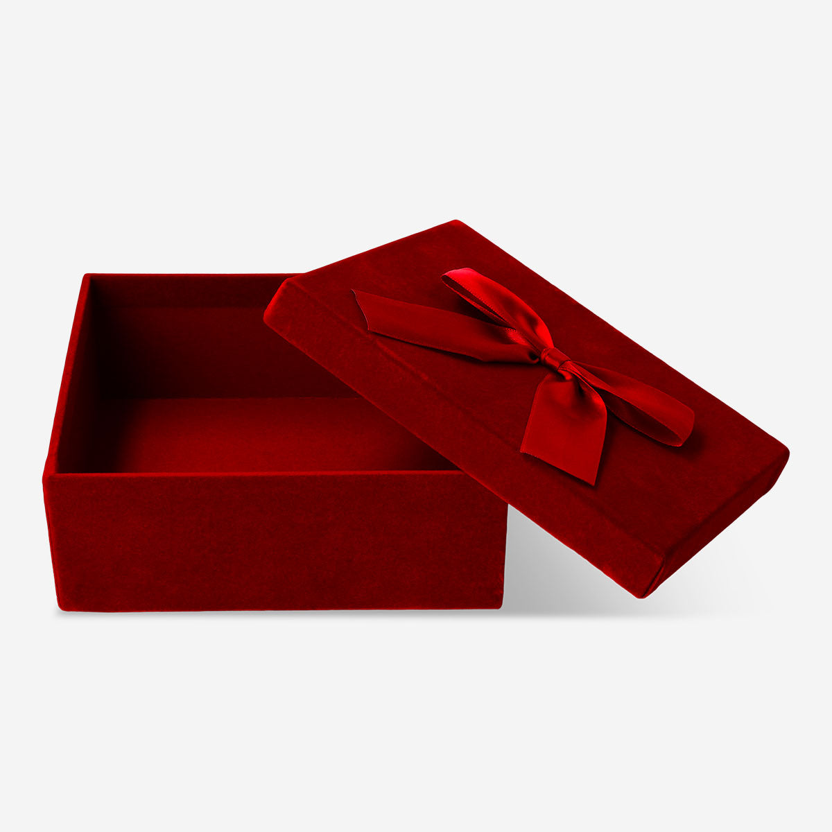 Red velvet gift box with bow, 18x15 cm, ideal for office gifts, from Flying Tiger Copenhagen.