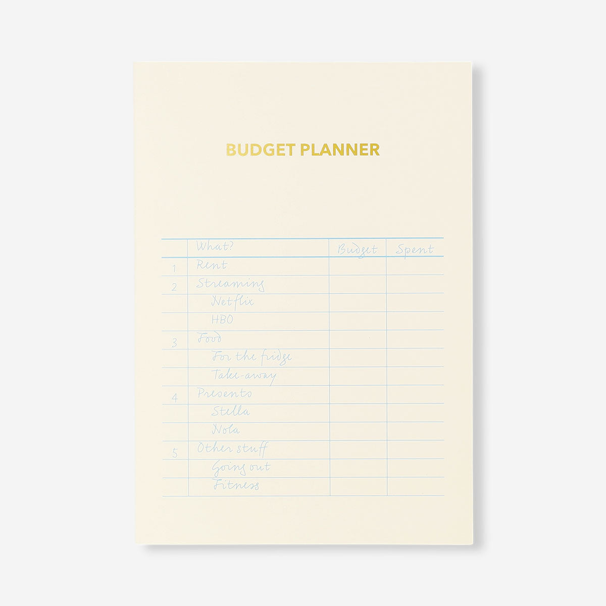 A5 budget planner from Flying Tiger Copenhagen featuring a sleek office design with pages for financial planning and organization.