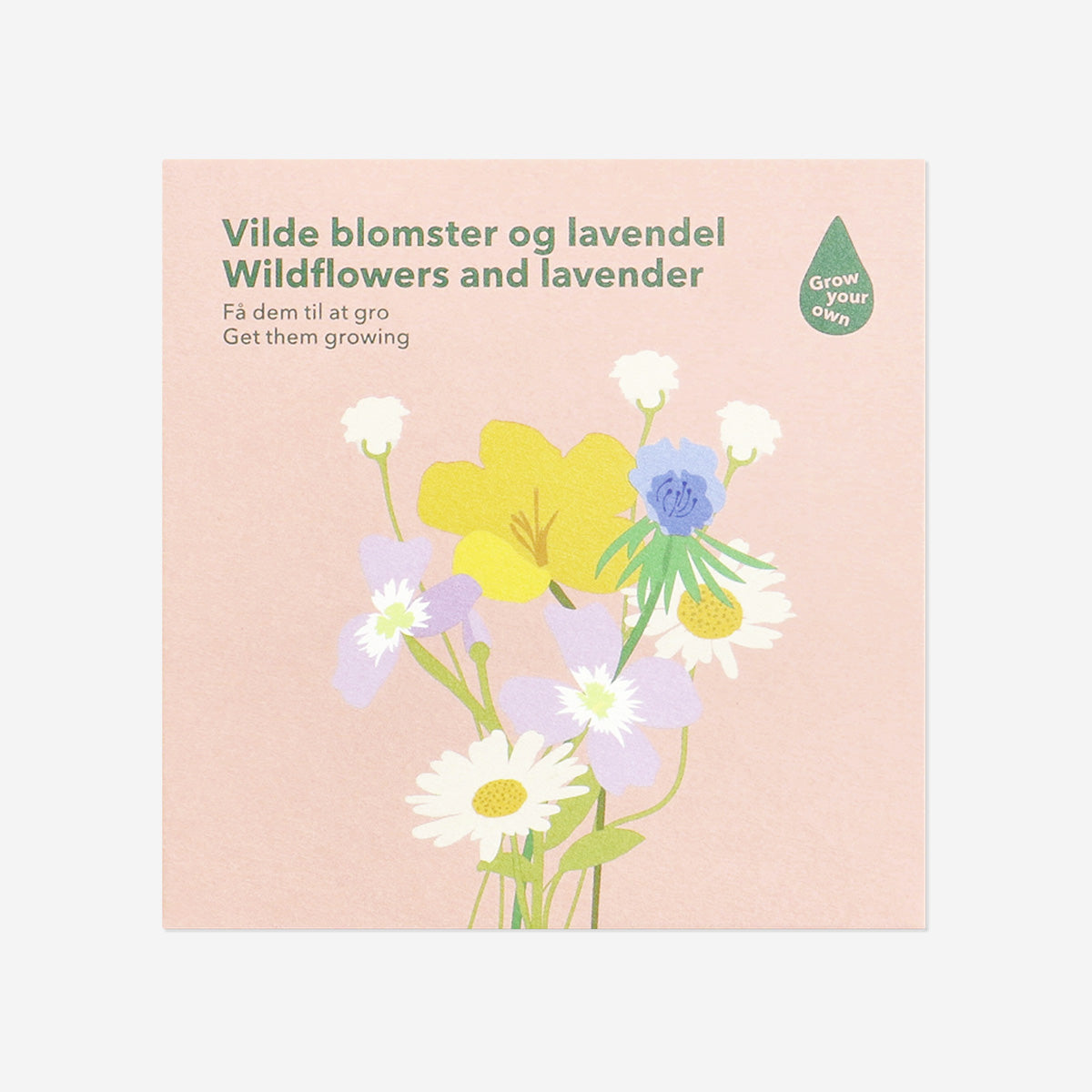 Home seed pack with wildflowers and lavender from Flying Tiger Copenhagen, featuring colorful flower illustrations on the packaging.