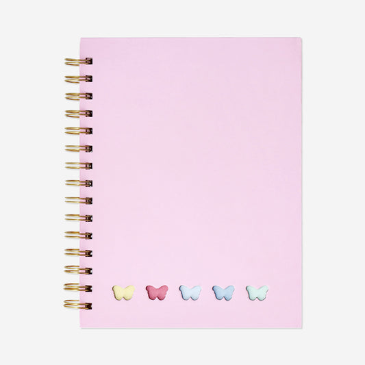 Quaderno a farfalla rosa con penna e Foglietti adesivi