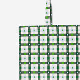 Flying Tiger Copenhagen tote bag with Christmas tree check textile design, featuring festive holiday print and sturdy handles.