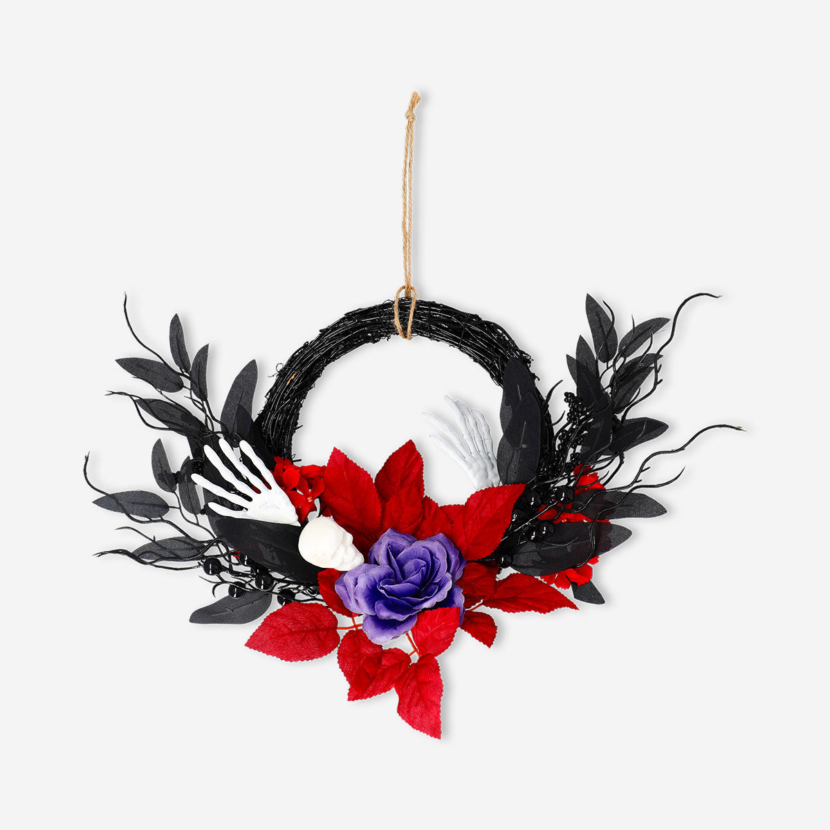 Halloween wreath from Flying Tiger Copenhagen, 20 cm diameter, decorated with spooky orange and black accents for home Halloween decor.