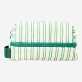 Green striped Flying Tiger Copenhagen leisure toiletry bag with zipper closure and compact design for travel accessories.