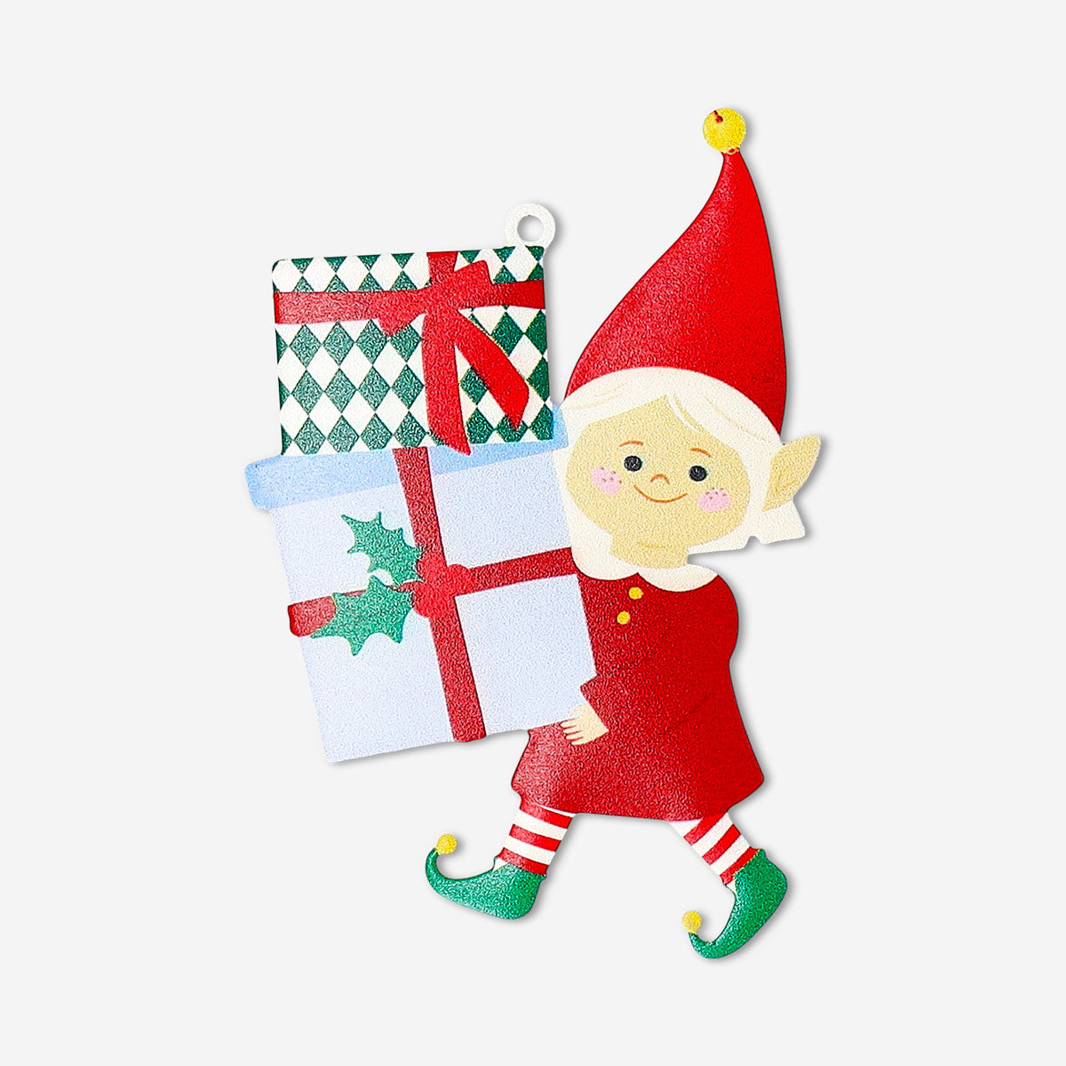 Metal elf girl hanging ornament from Flying Tiger Copenhagen, decorative home decor with intricate detailing.