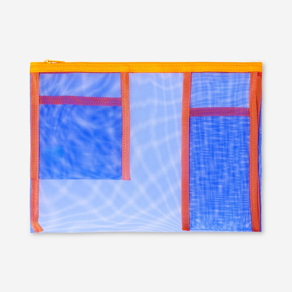 A4 mesh office pouch by Flying Tiger Copenhagen, transparent with a zip closure for organizing documents and stationery.