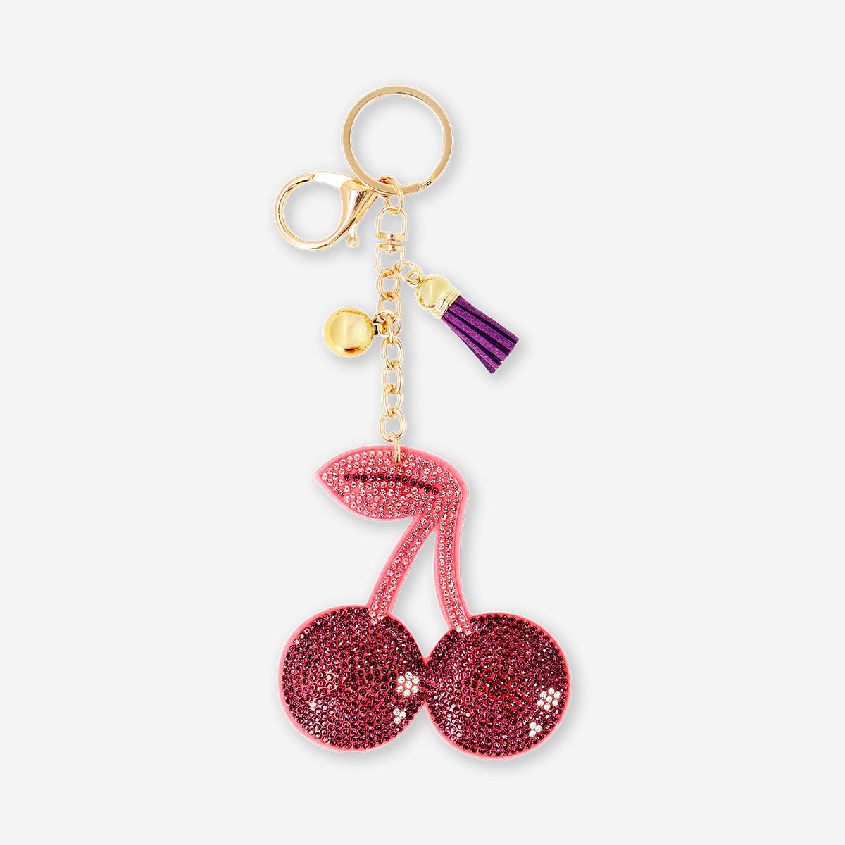Glitter cherry textile keyring with vibrant red and sparkling details, featuring a playful cherry design from Flying Tiger Copenhagen.