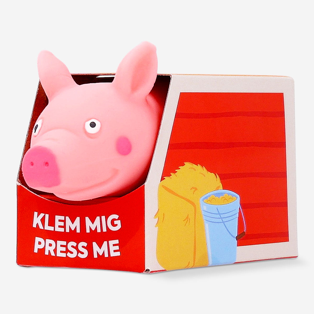 Fidget pig press me toy gadget by Flying Tiger Copenhagen, colorful pig-shaped stress-relief and sensory fidget toy.
