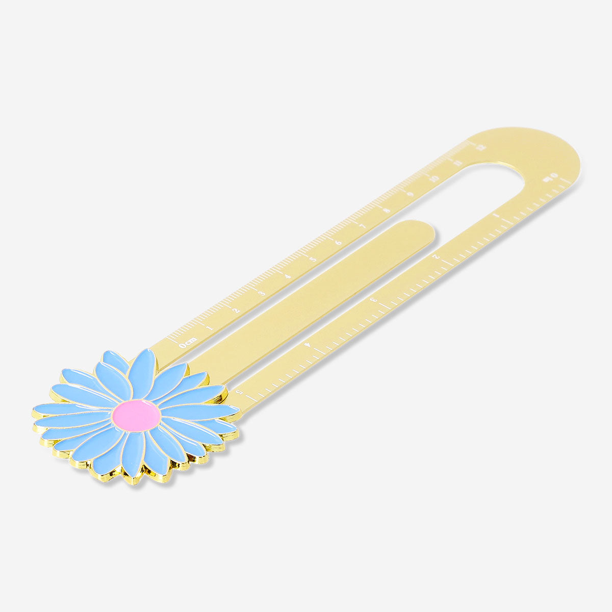 Gold metal office ruler with floral design from Flying Tiger Copenhagen, featuring precise measurement markings.