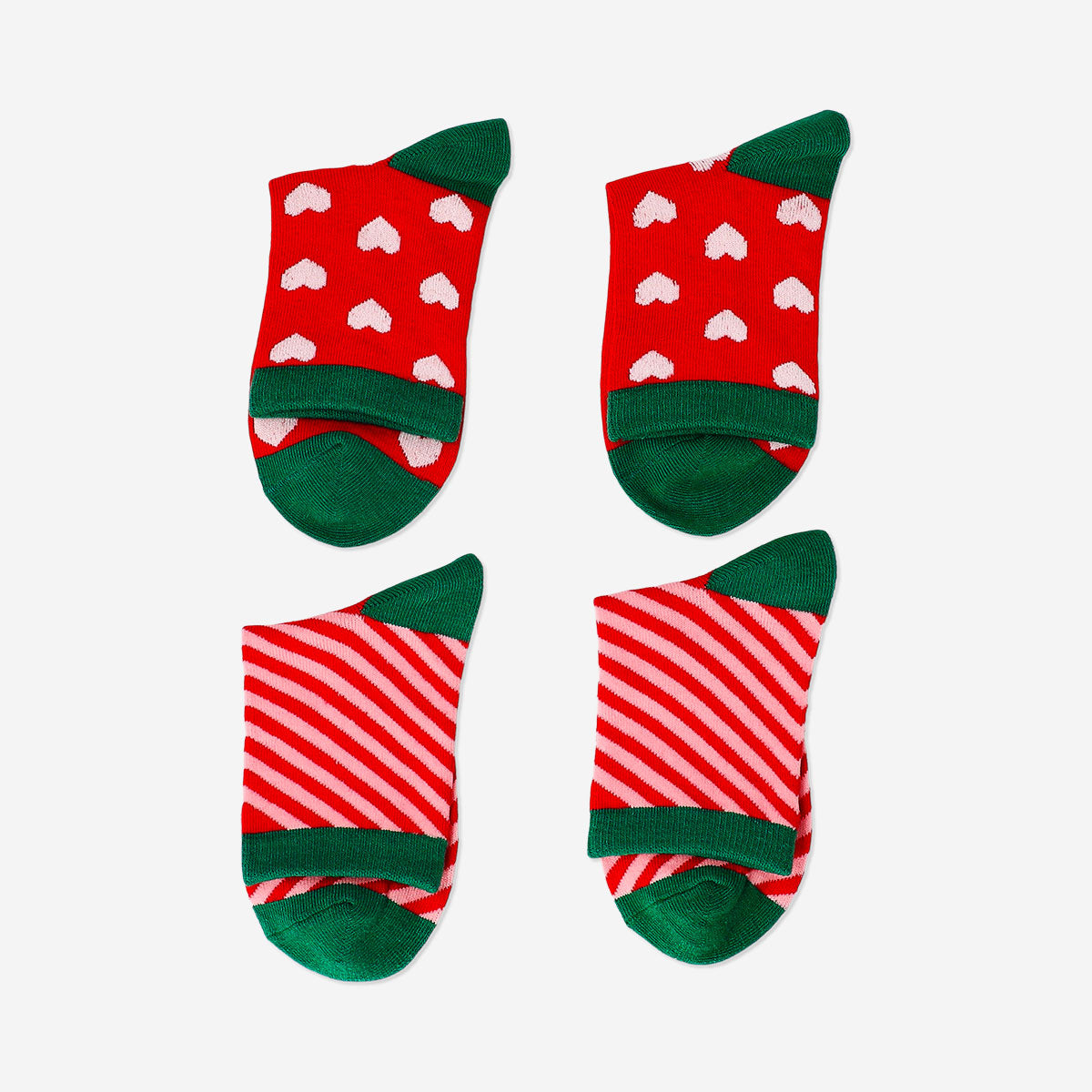 Gift set of Christmas socks with green trim - Size 36/38