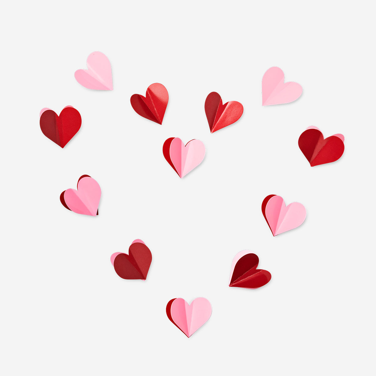 Decorative pink and red paper hearts - 20 pcs