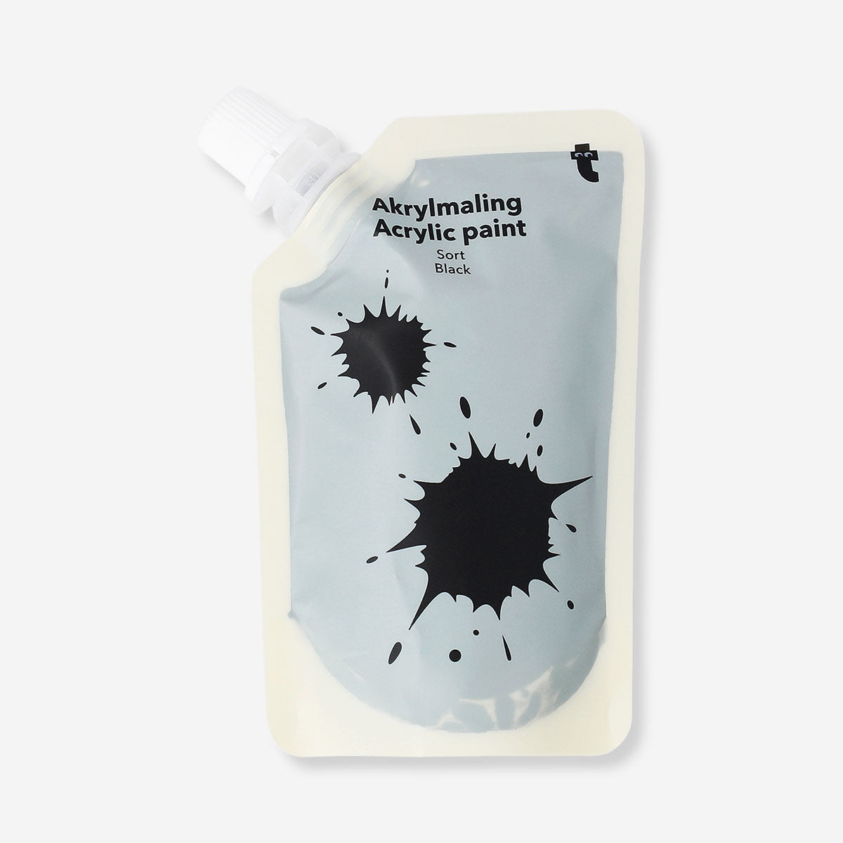 Black acrylic paint in an 80 ml bottle from Flying Tiger Copenhagen, suitable for hobby crafts and artistic projects.