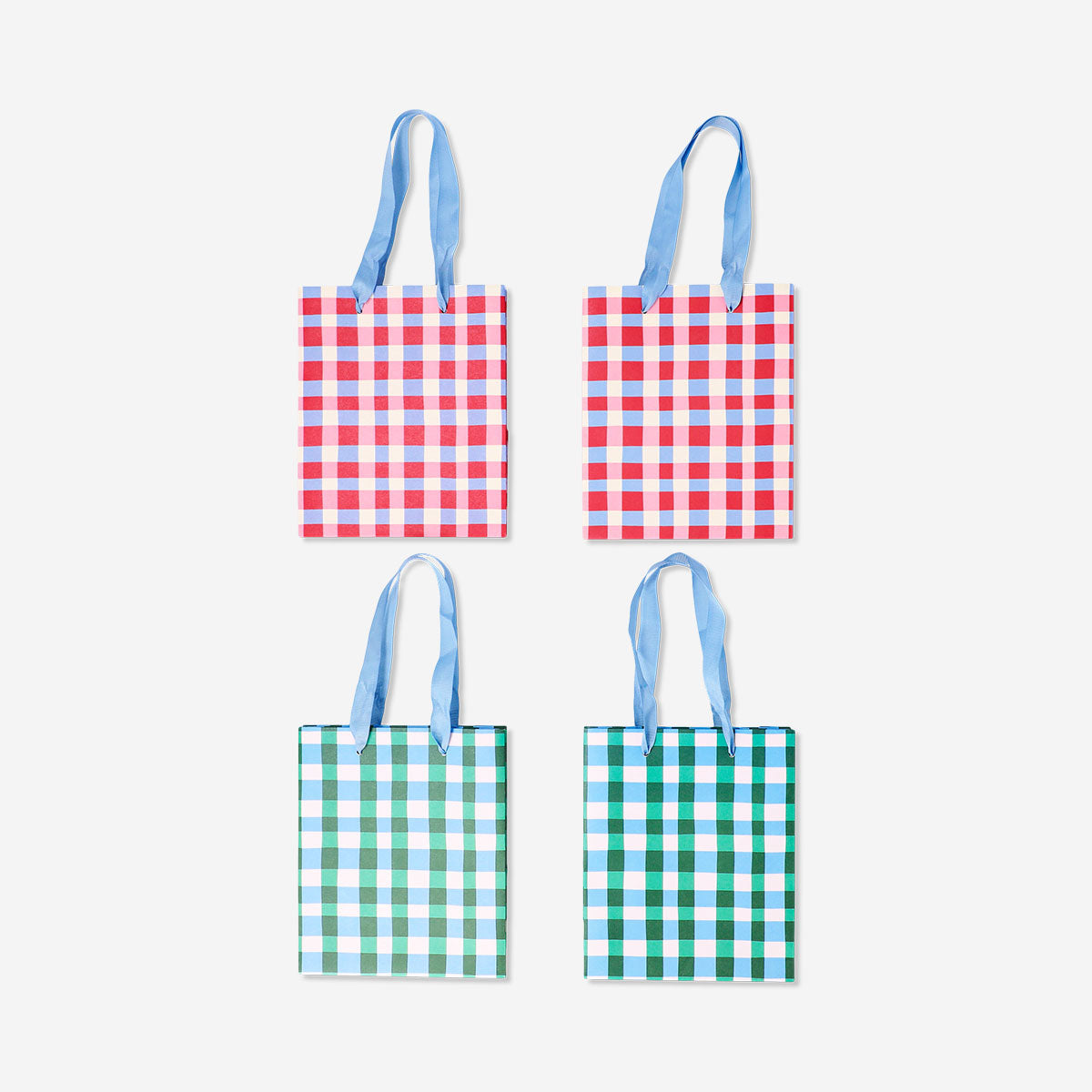 Set of four checkered gift bags from Flying Tiger Copenhagen, ideal for office presents or special occasions.