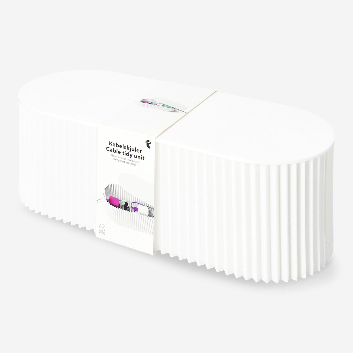 White cable tidy unit for home organization by Flying Tiger Copenhagen, designed to keep cables neat and clutter-free.