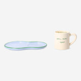Flying Tiger Copenhagen mug with snack plate, 230 ml, kitchenware set, ceramic mug with matching snack plate, ideal for snacks and beverages