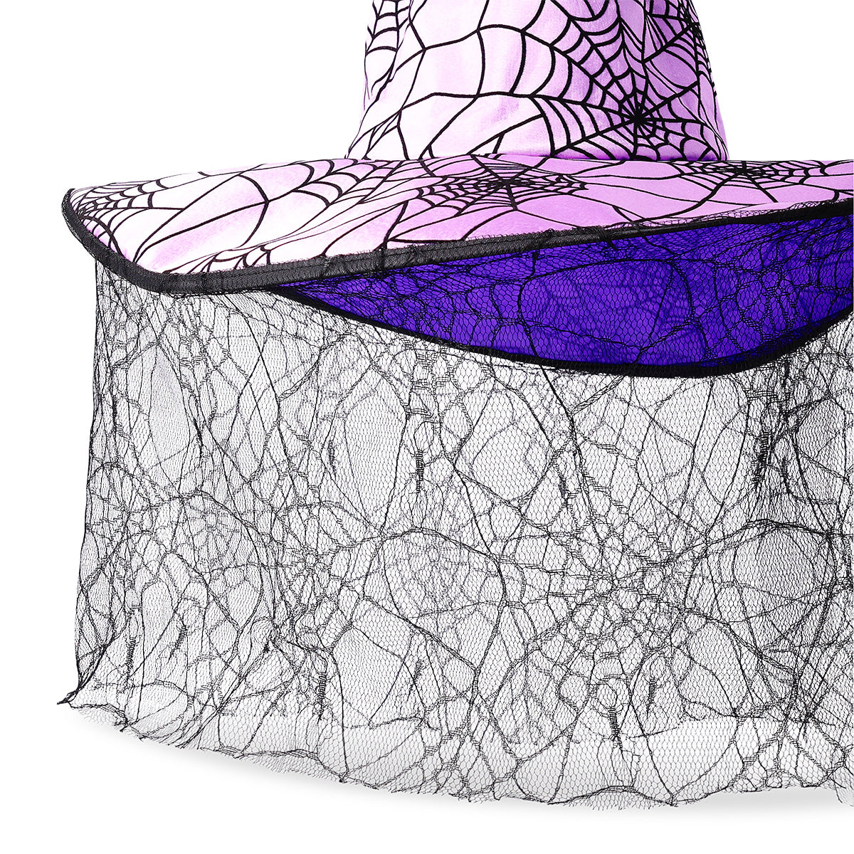 Adult witch's hat with spiderweb design for parties, featuring a pointed top and decorative web pattern, by Flying Tiger Copenhagen.