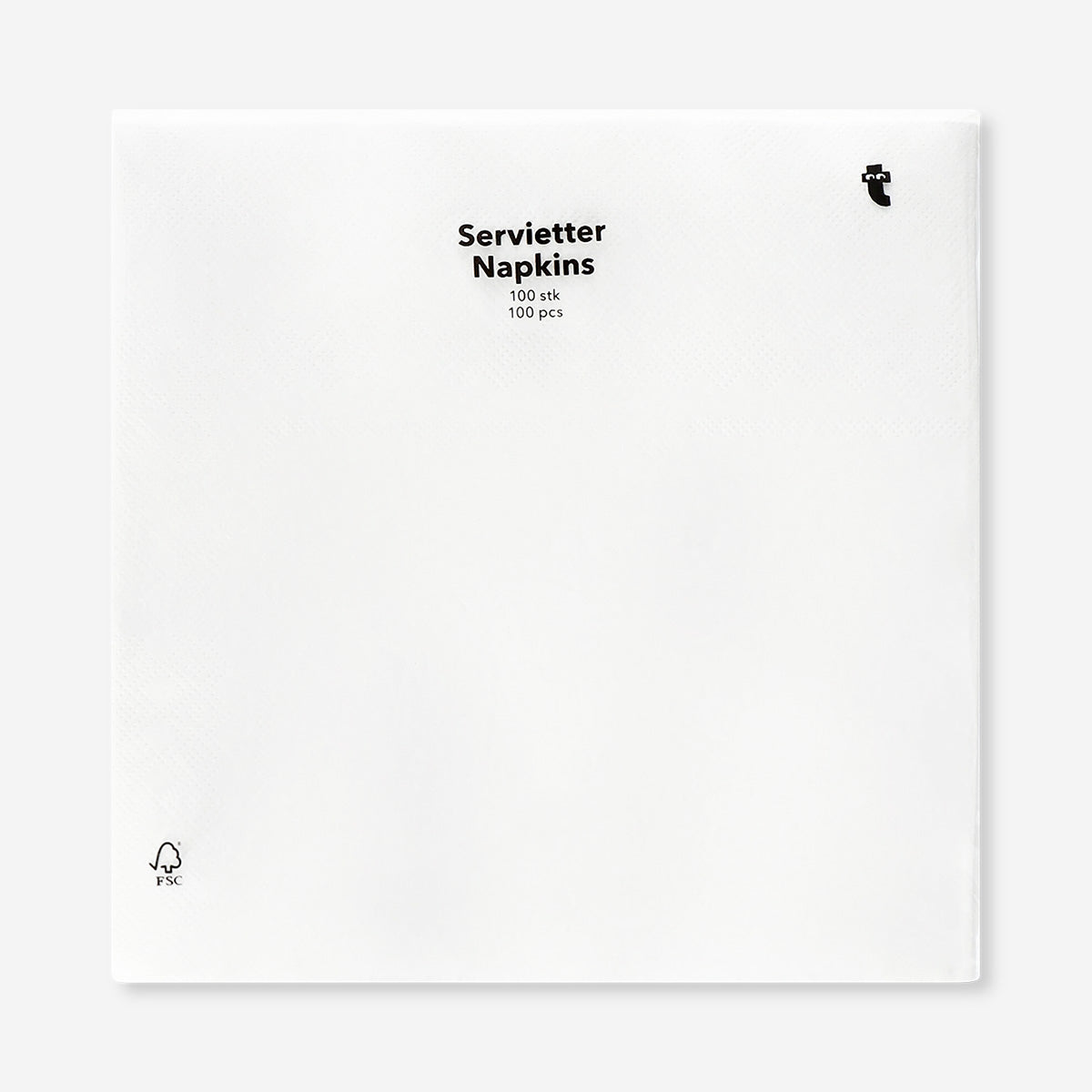 Set of 100 white party napkins by Flying Tiger Copenhagen, neatly folded paper napkins for celebrations and events.