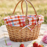 Weaved picnic basket by Flying Tiger Copenhagen, 41 cm, made of natural woven material, perfect for outdoor dining and picnics.