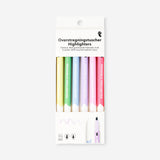 Set of six Flying Tiger Copenhagen erasable highlighters in vibrant colors for office and study use.