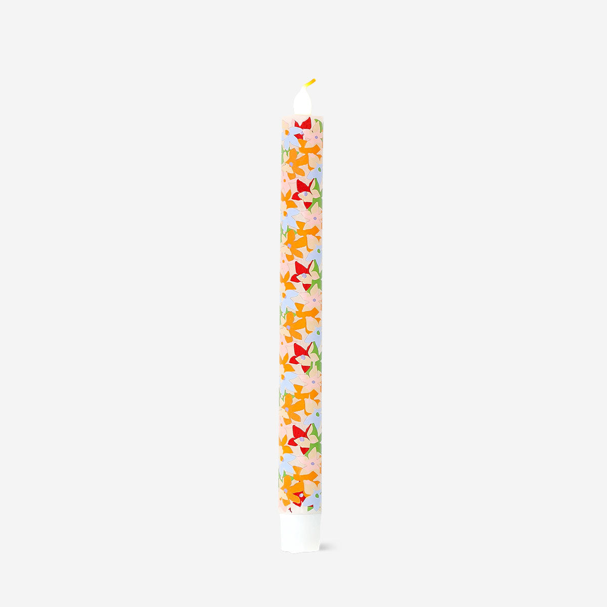 Flying Tiger Copenhagen LED dinner candle with floral print, 24 cm tall, ideal for cozy home table settings.