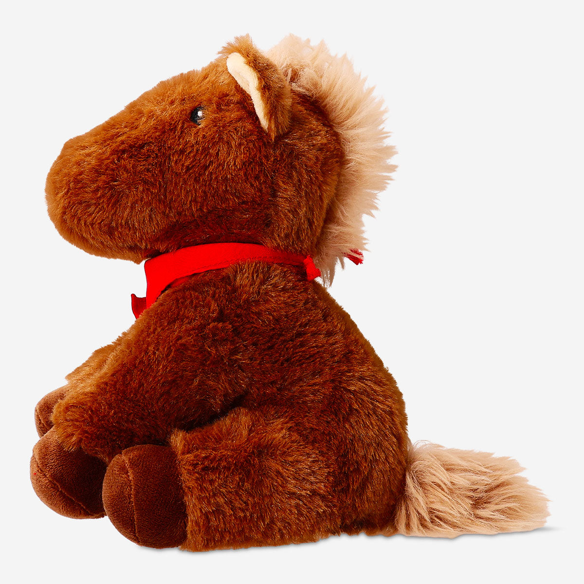 Flying Tiger Copenhagen plush horse toy wearing a bandana, soft and cuddly stuffed animal for children or collectors.
