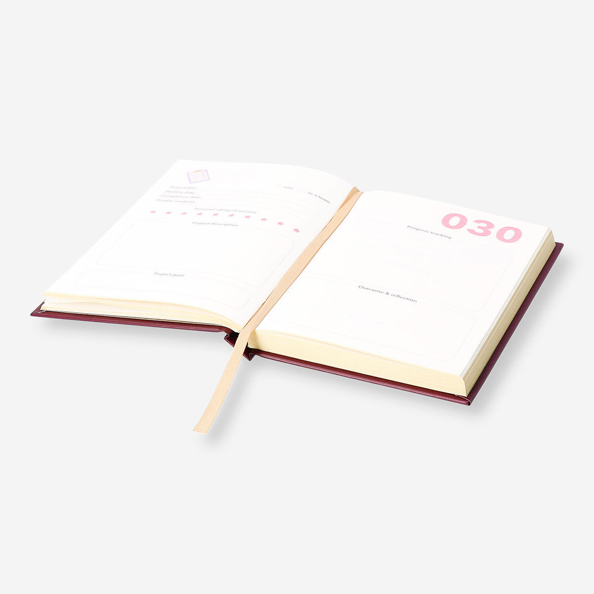 A6 Flying Tiger Copenhagen project planner in English, open to pages with weekly and monthly planning sections on a white background.
