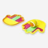 Flying Tiger Copenhagen catch ball game with hand-shaped paddles for fun outdoor play and active hand-eye coordination.