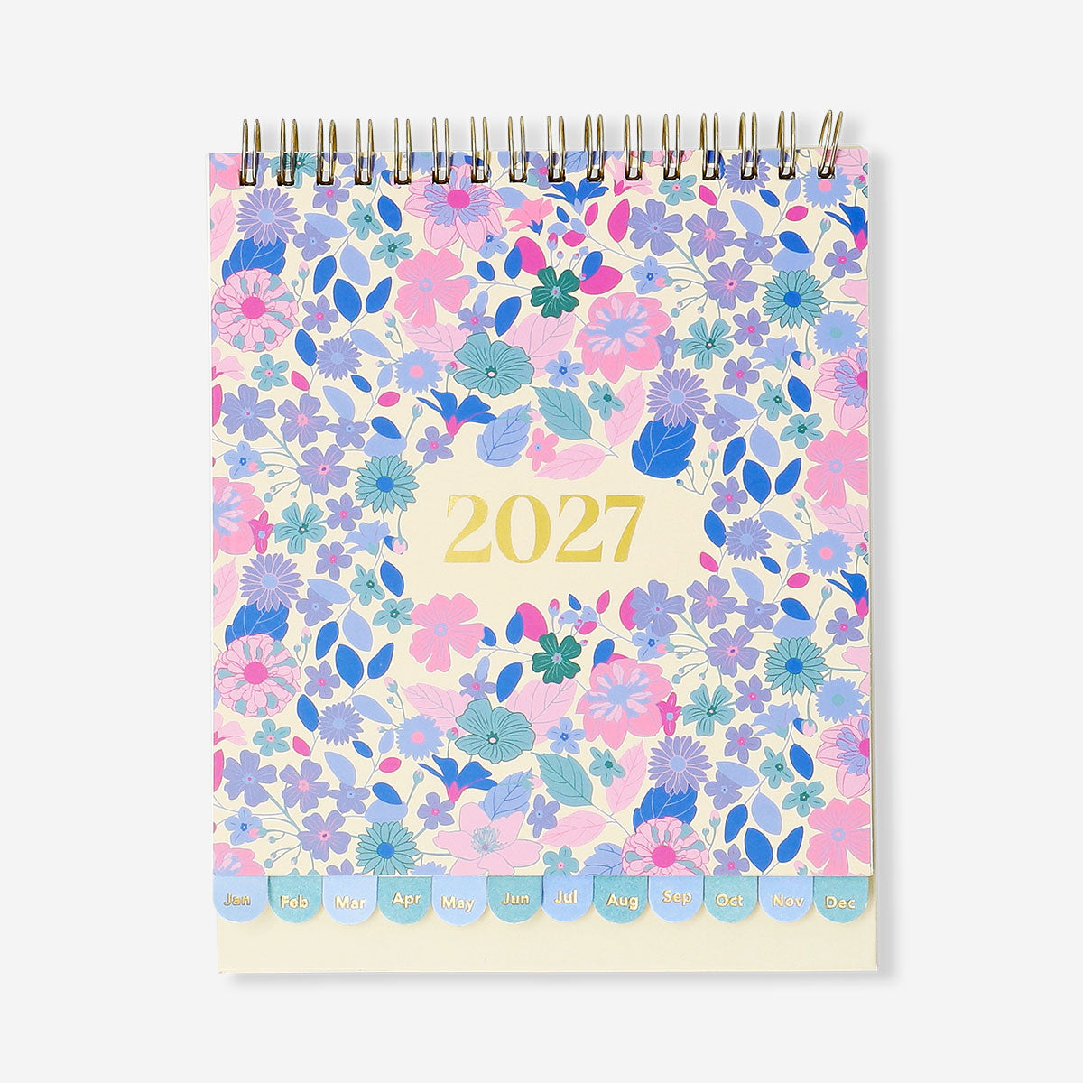 Flying Tiger Copenhagen floral desk calendar 2027 with colorful monthly floral illustrations for office decor