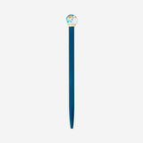 Blue Flying Tiger Copenhagen ballpoint pen with a flower in globe topper, ideal for office use.